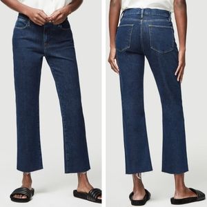 FRAME denim le high straight Bronx raw hem dark wash 30 LHSTRA415